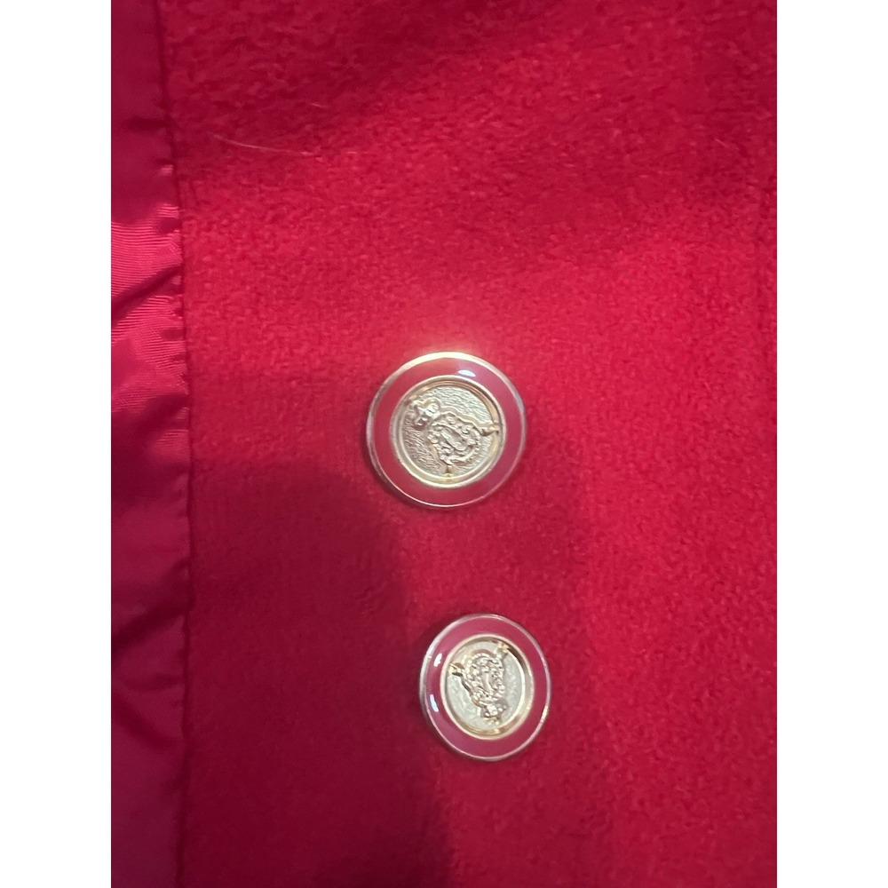 Herman Kay Gold Buttons Red Wool Vintage‎ Long Coat Women's Size 4 - Picture 5 of 8